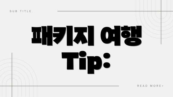 패키지 여행 Tip: