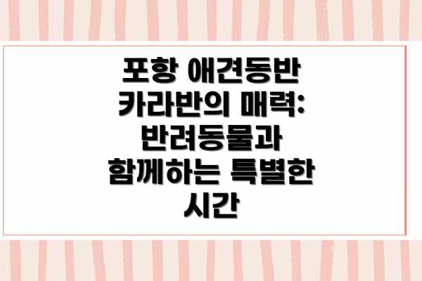 포항 애견동반 카라반의 매력: 반려동물과 함께하는 특별한 시간