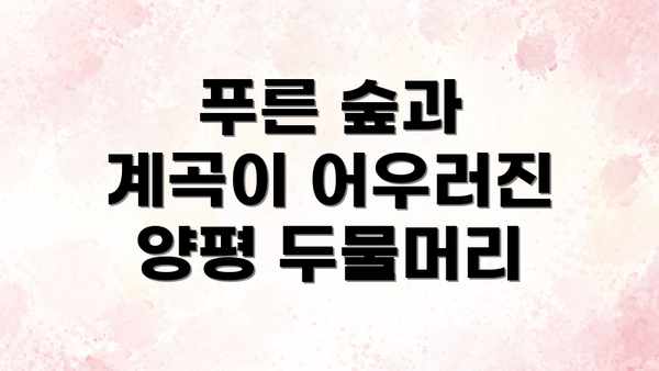 푸른 숲과 계곡이 어우러진 양평 두물머리