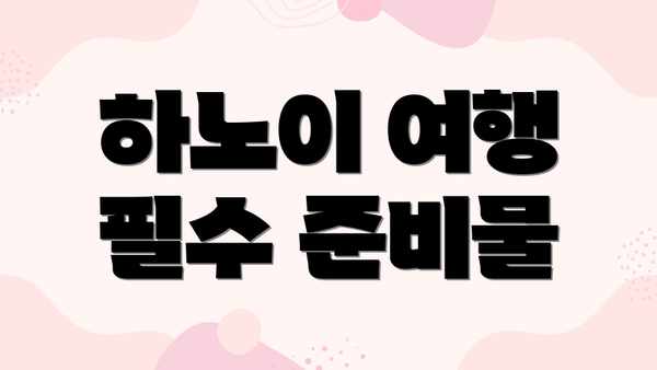 하노이 여행 필수 준비물