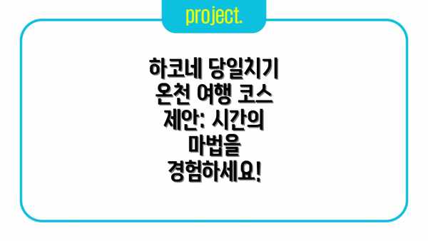 하코네 당일치기 온천 여행: 교통편 선택의 중요성
