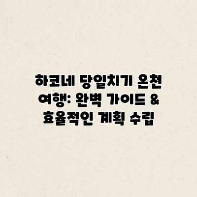 하코네 당일치기 온천 여행: 완벽 가이드 & 효율적인 계획 수립 하코네 당일치기 온천 여행: 완벽 가이드 & 효율적인 계획 수립