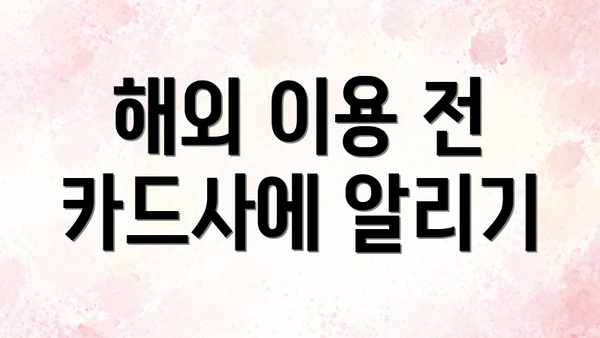 해외 이용 전 카드사에 알리기