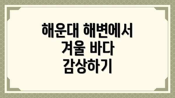 해운대 해변에서 겨울 바다 감상하기