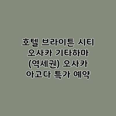 호텔 브라이튼 시티 오사카 기타하마 (역세권) 오사카 아고다 특가 예약