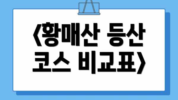 <황매산 등산 코스 비교표>