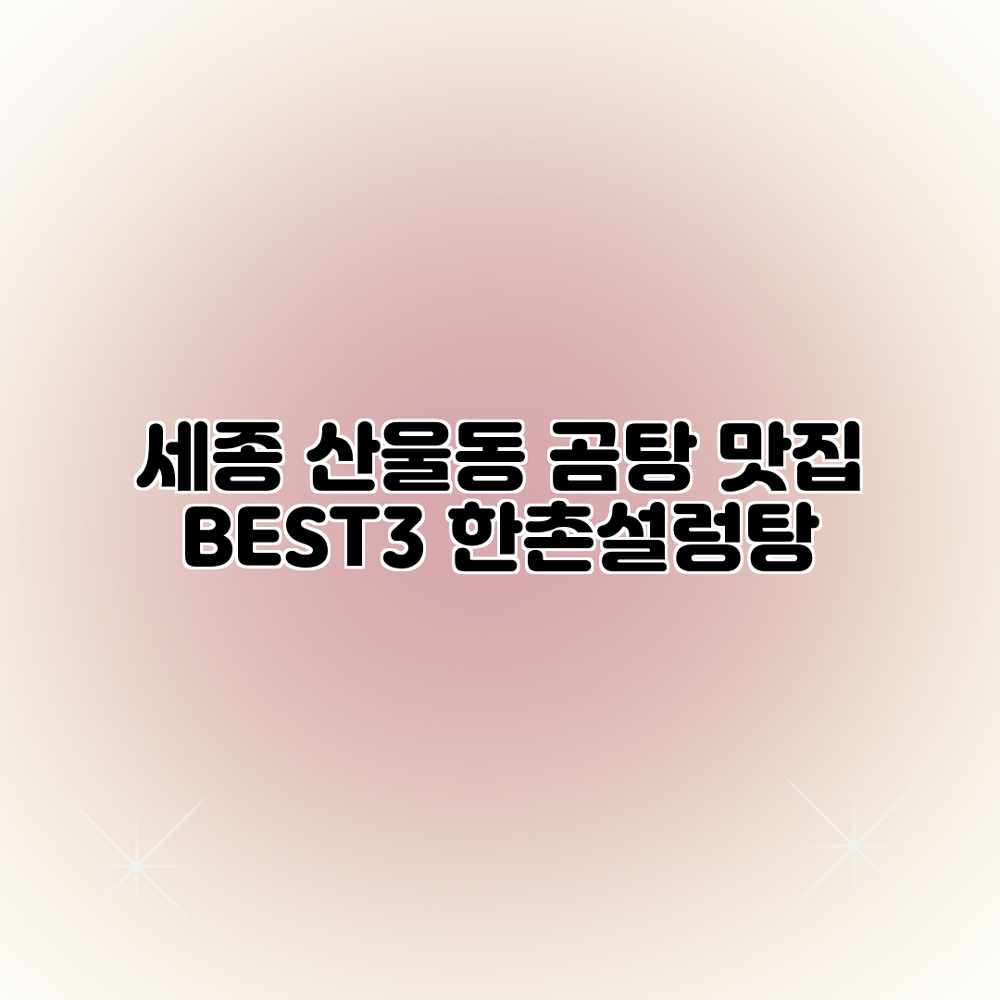 세종 산울동 곰탕 맛집 BEST3: 한촌설렁탕