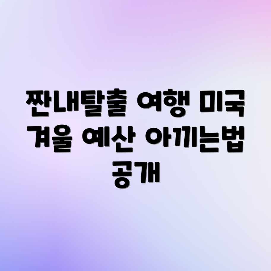 짠내 극복! 미국 동부 겨울 여행 예산 짜기 짠내 극복! 미국 동부 겨울 여행 예산 짜기