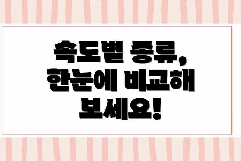 속도별 종류, 한눈에 비교해 보세요!