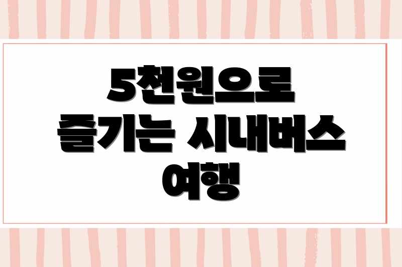 5천원으로 즐기는 시내버스 여행