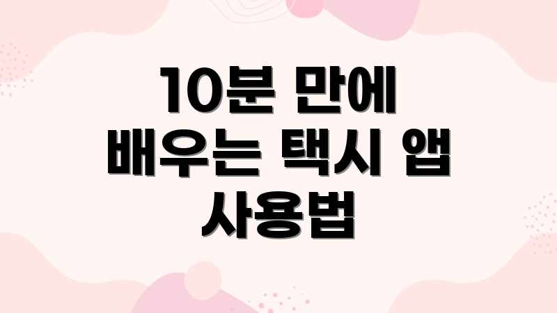 10분 만에 배우는 택시 앱 사용법
