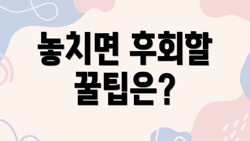 놓치면 후회할 꿀팁은?
