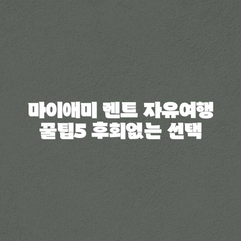 마이애미 렌터카, 자유여행 5가지 꿀팁 마이애미 렌터카, 자유여행 5가지 꿀팁
