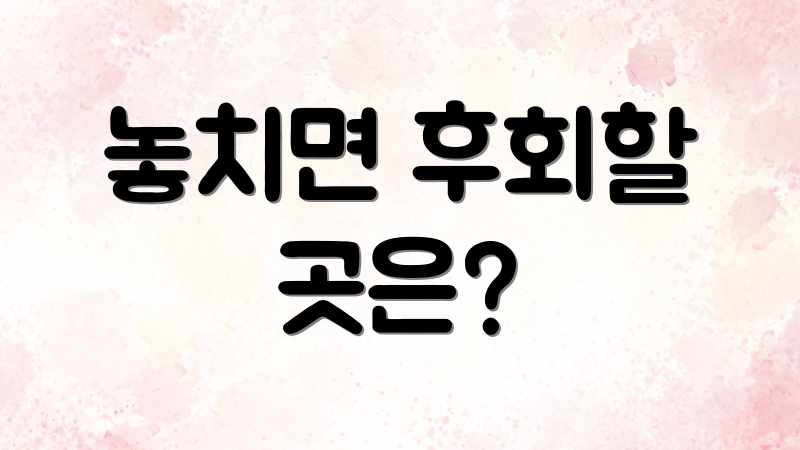 놓치면 후회할 곳은?