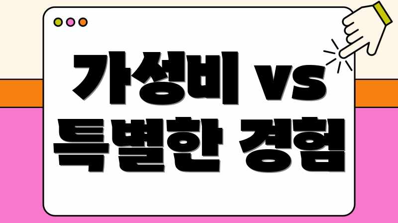 가성비 vs 특별한 경험