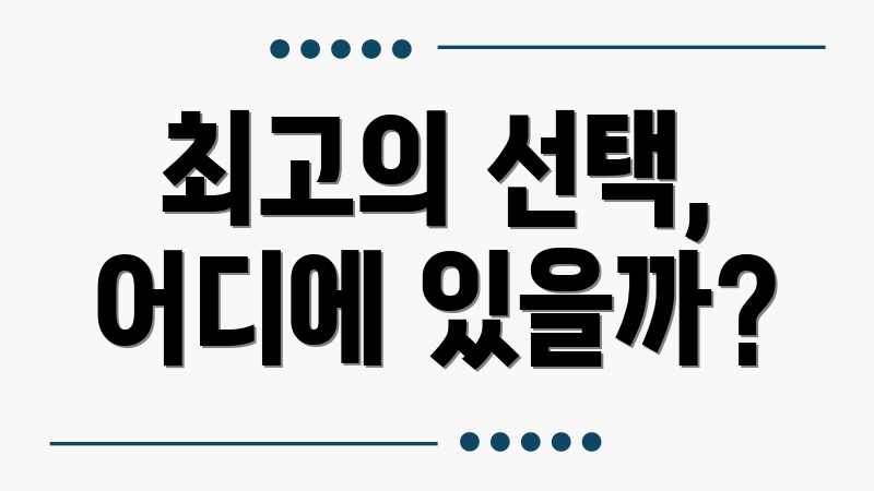 최고의 선택, 어디에 있을까?