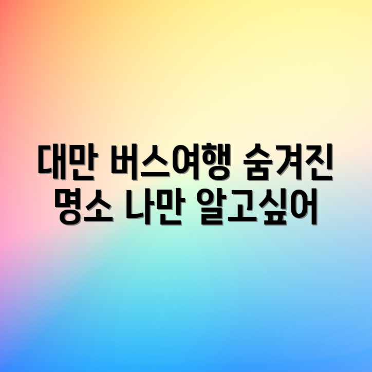 대만 버스, 나만 아는 특별한 노선?! 대만 버스, 나만 아는 특별한 노선?!