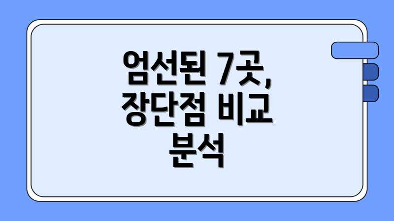 엄선된 7곳, 장단점 비교 분석
