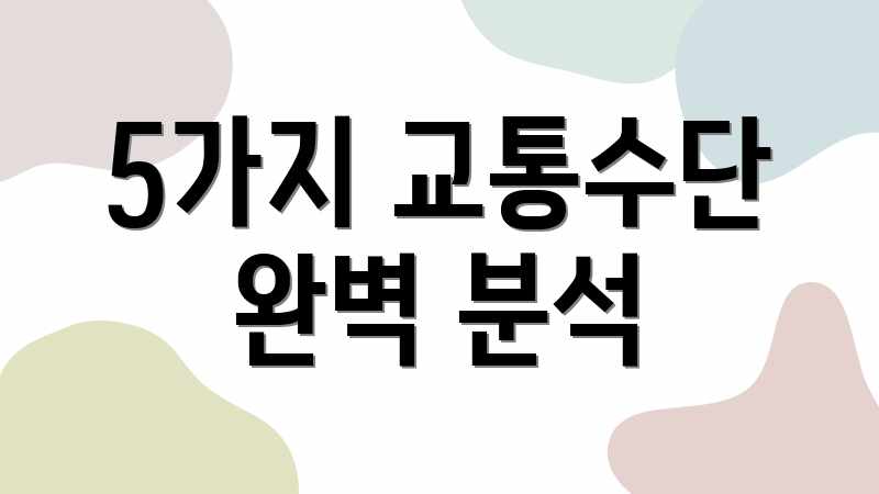 5가지 교통수단 완벽 분석