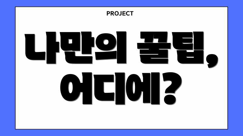 나만의 꿀팁, 어디에?