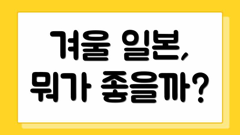 겨울 일본, 뭐가 좋을까?