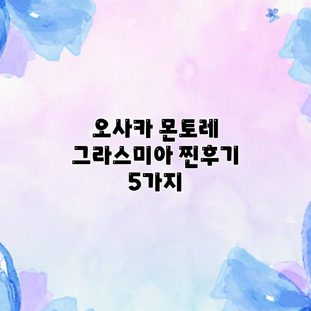 오사카 몬토레 그라스미아 찐후기 5가지 오사카 몬토레 그라스미아 찐후기 5가지