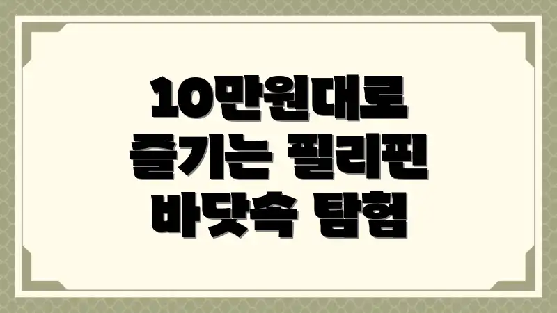 10만원대로 즐기는 필리핀 바닷속 탐험