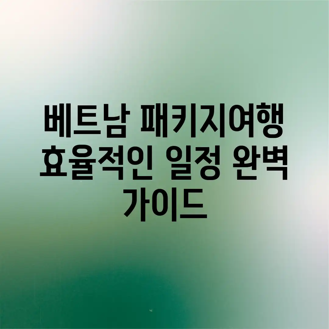 베트남 패키지여행, 효율적인 일정 완벽 가이드 베트남 패키지여행, 효율적인 일정 완벽 가이드