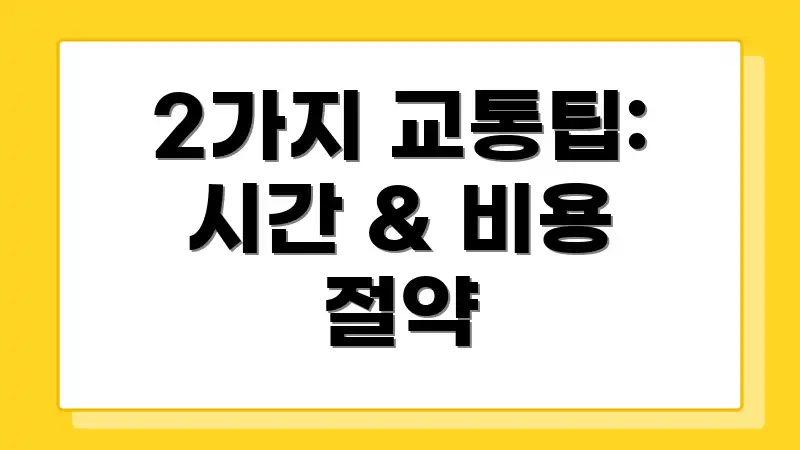 2가지 교통팁: 시간 & 비용 절약