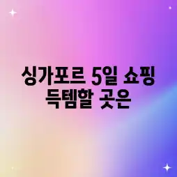 싱가포르 5일 쇼핑, 득템할 곳은?