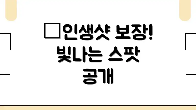 📸인생샷 보장! 빛나는 스팟 공개