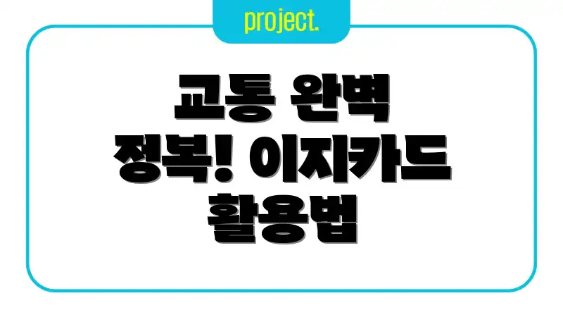 교통 완벽 정복! 이지카드 활용법