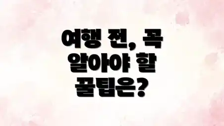 여행 전, 꼭 알아야 할 꿀팁은?