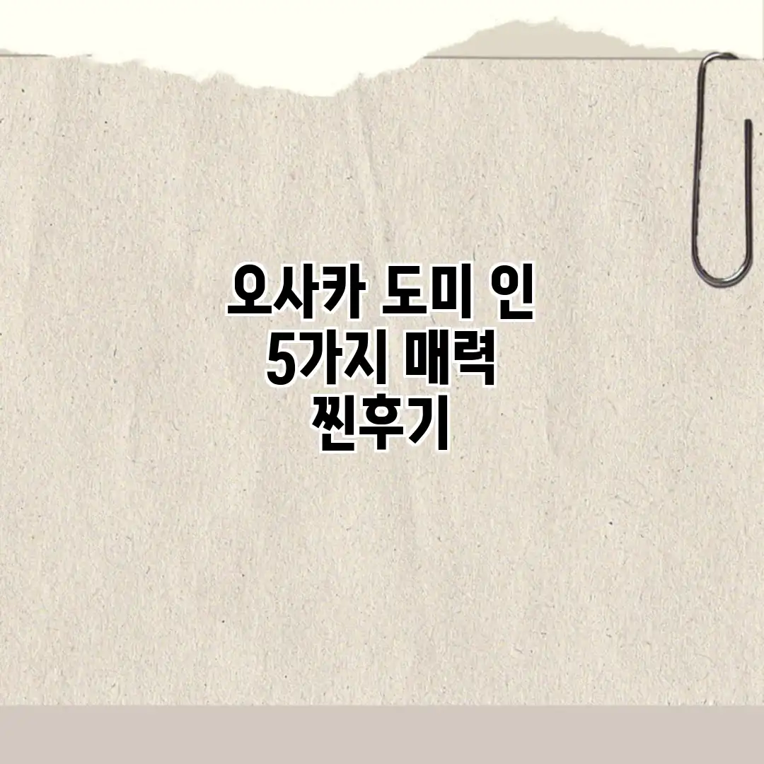 오사카 도미 인 5가지 매력: 찐후기