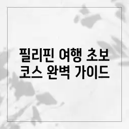 필리핀 여행, 초보 코스 완벽 가이드?