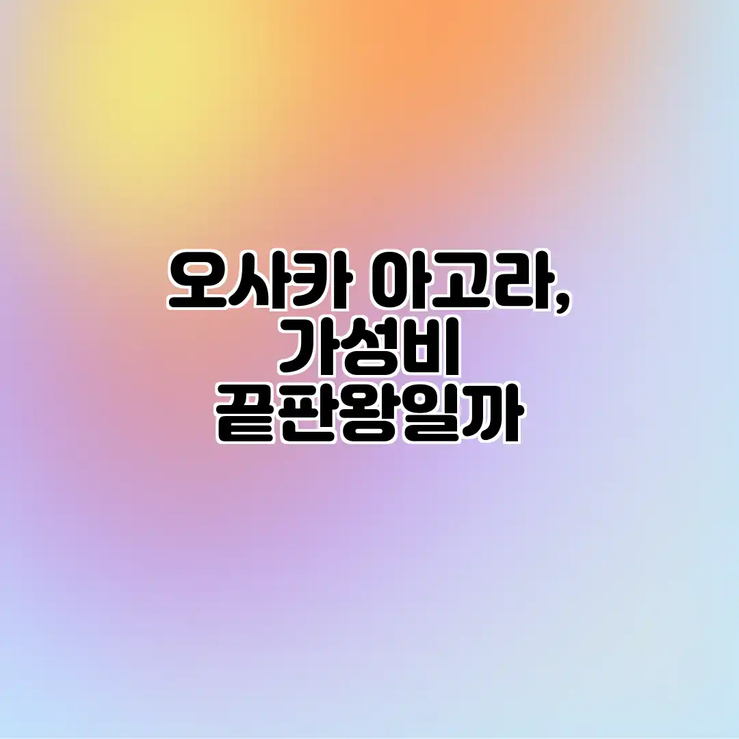 오사카 아고라, 가성비 끝판왕일까?