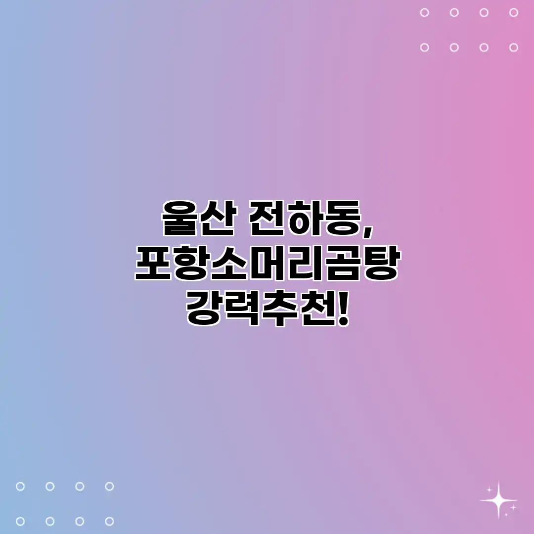 울산 전하동, 포항소머리곰탕 강력추천!