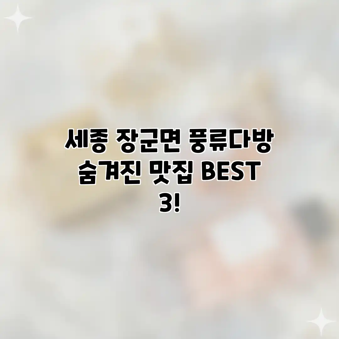 세종 장군면 풍류다방: 숨겨진 맛집 BEST 3!