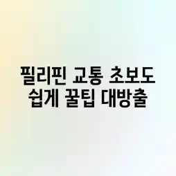 필리핀 교통, 초보도 쉽게! 꿀팁 대방출