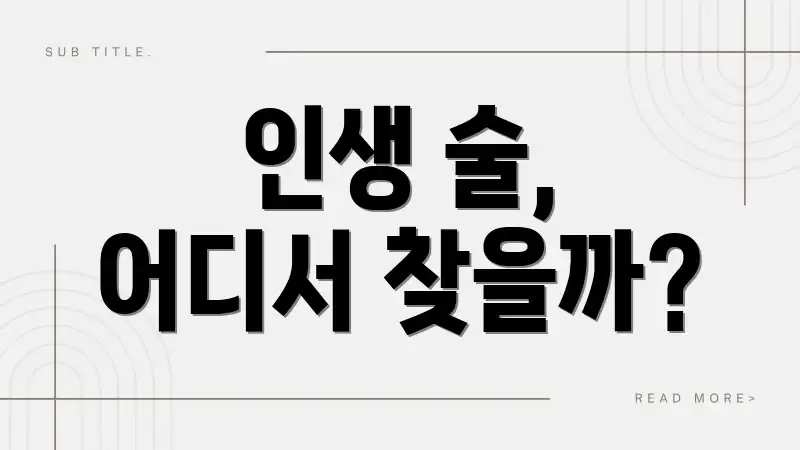 인생 술, 어디서 찾을까?