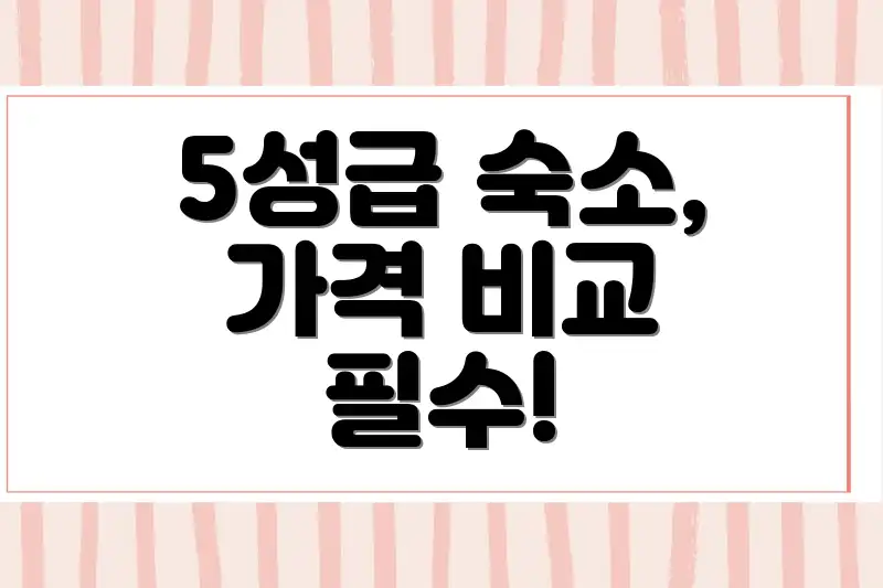 5성급 숙소, 가격 비교 필수!