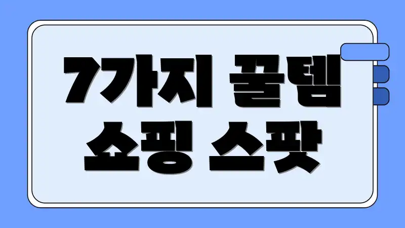 7가지 꿀템 쇼핑 스팟