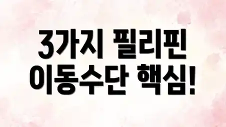 3가지 필리핀 이동수단 핵심!
